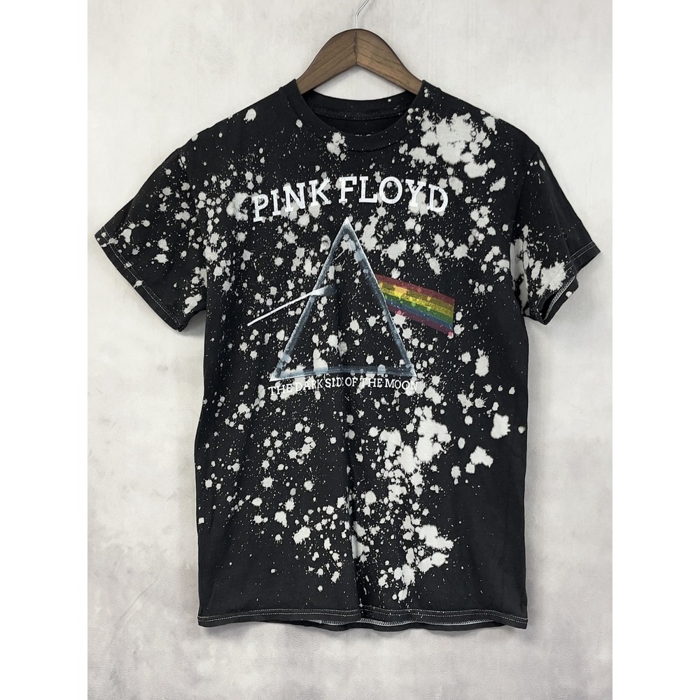 Pink Floyd Dark Side‎ of the Moon T-Shirt Mens Medium Bleach Splatter Rock Indie